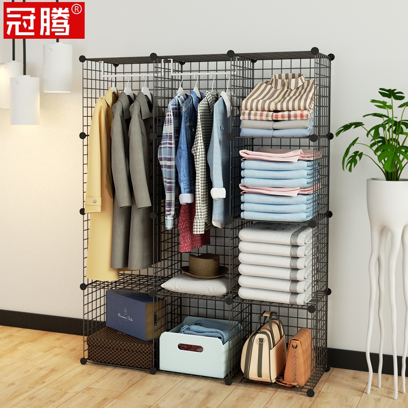 Combined Wardrobe Rental room with Nordic style Bedroom Home Economy Type of minimalist Large cloth Art Reinforced metal cloakroom