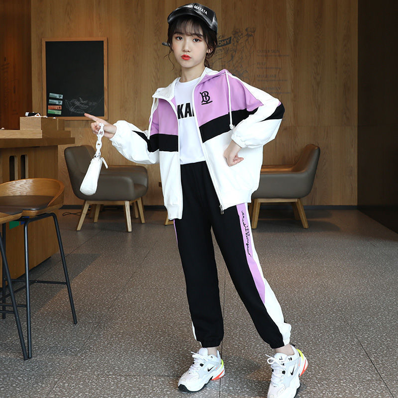 Net red children's clothing girl's suit spring 2022 new children's sports Western style big boy Korean version of the tide spring and autumn two-piece set