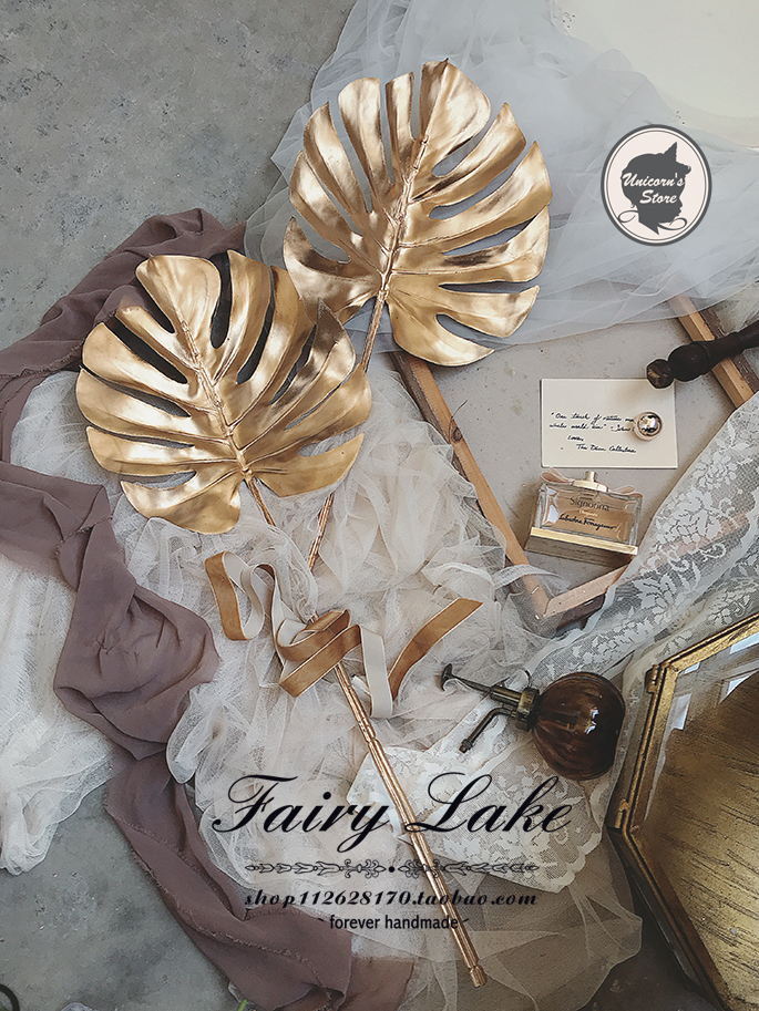 Meteor starlight golden turtle back leaf simulation big leaf creative decoration background wall wedding landscaping photography props