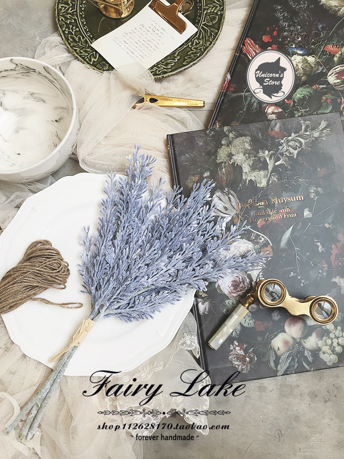 Net red shop decorative flower ins wind retro oil painting lavender purple zabai leaf staghorn grass simulation flower green grass