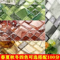 Crystal glass mosaic hand-painted spring summer autumn and winter color tile wall stickers puzzle kitchen background wall bathroom decoration