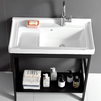 Ceramic laundry basin stainless steel bracket basin laundry pool with washboard balcony ultra-deep laundry sink sink basin