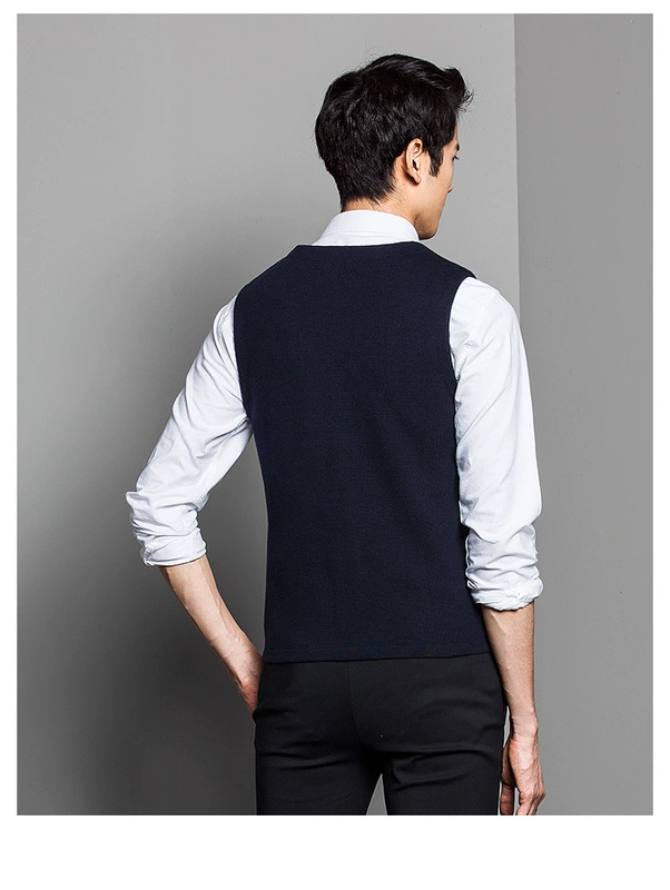 Trạm châu âu BF nam áo len len casual vest V-Cổ Slim thanh niên cha vest vest vai màu đen