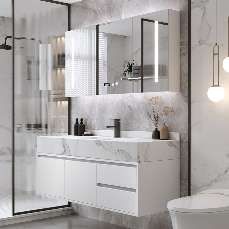 Light Extravagant Dressing Room Rock Board Bath Room Cabinet Combination Modern Minima Washbasin Washbasin Toiletry Table Integrated Mirror Cabinet Suit