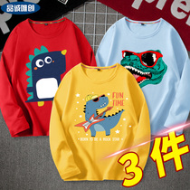 Childrens long sleeve T-shirt 2021 new summer boy dinosaur coat boy autumn wear thin baby cotton childrens clothing