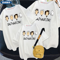 Parent-Child Dress Summer Family Three 2021 Girls White Breathable Short Sleeve T-Shirt Boys Body Shirt Casual Tide