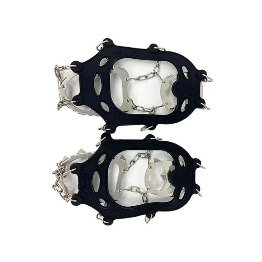 Couvre-chaussures à crampons à ressort en silicone pour l'escalade en plein air sur la neige et la glace, couvre-chaussures à crampons à clous en acier à 18 dents antidérapants pour les voyages en montagne