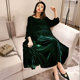 Silk velvet dress spring women's 2024 new loose high-end temperament lady's long-sleeved A-line long skirt