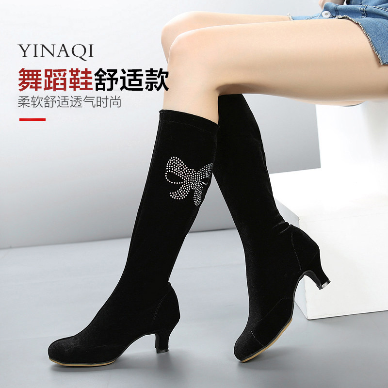 Latin dance shoes adult ladies square dance shoes sailor dance boots mid-tube long boots dancing women's shoes low and high heels