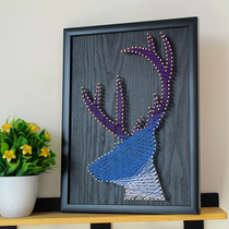 Forest deer nail winding painting handmade decoration gift diy material package or finished yarn gradient color