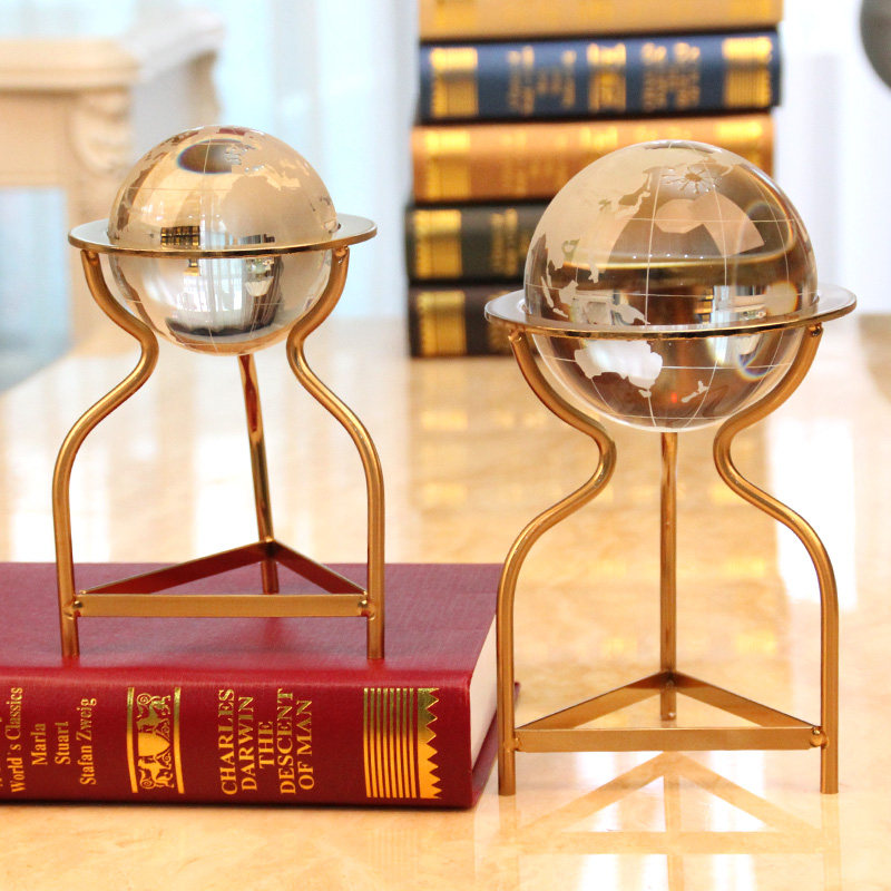 Crystal Ball Ornament Globe Home Furnishing European Desk Study American Wine Cabinet Decoration Bookcase Living Room