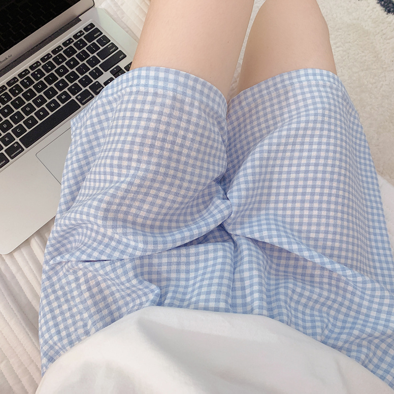 Shorts and Pajama Pants for Men and Women, Suitable for Summer, Can Be Worn Outside, Loose Fit, Large Size, Casual Plaid, for Walking, Lazy Style, ins Style Home Pants