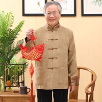 Phong cách Trung Quốc Tang phù hợp với nam giới mùa xuân và mùa thu mới cộng với phân bón XL Trung Quốc quốc phục áo khoác cha áo dân tộc