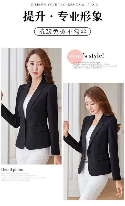 Blazer Nữ Hàn Quốc Slim Slim Áo khoác ngắn tay dài đi lại Áo sơ mi chính thức Áo blazer nữ nhỏ - Business Suit