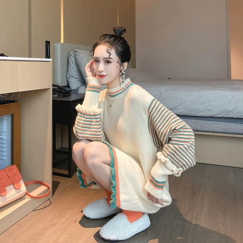 Длинное демисезонное зимнее шерстяное платье, средней длины, в корейском стиле, популярно в интернете, коллекция 2021