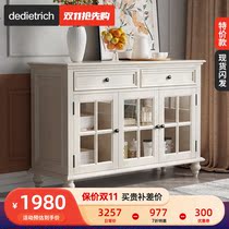 American white solid wood sideboard simple old vintage white wax wood double door wine cabinet cupboard combination porch cabinet