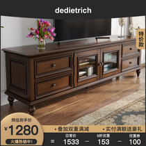  American country full solid wood TV cabinet combination Simple living room small apartment floor cabinet Coffee table combination wall TV cabinet