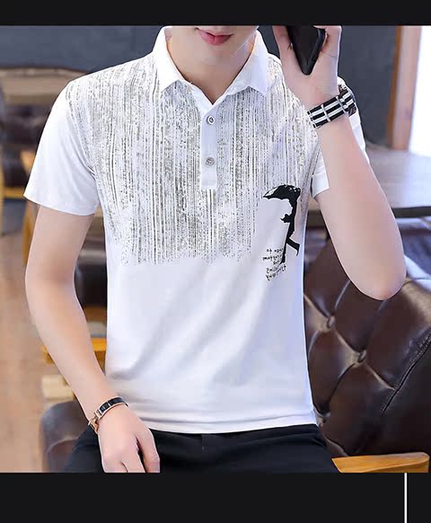 Áo thun nam tay ngắn mùa hè ve áo trẻ trung Một nửa tay áo Polo Xu hướng áo thun nam Áo thun sinh viên Hàn Quốc - Polo t shirt polo