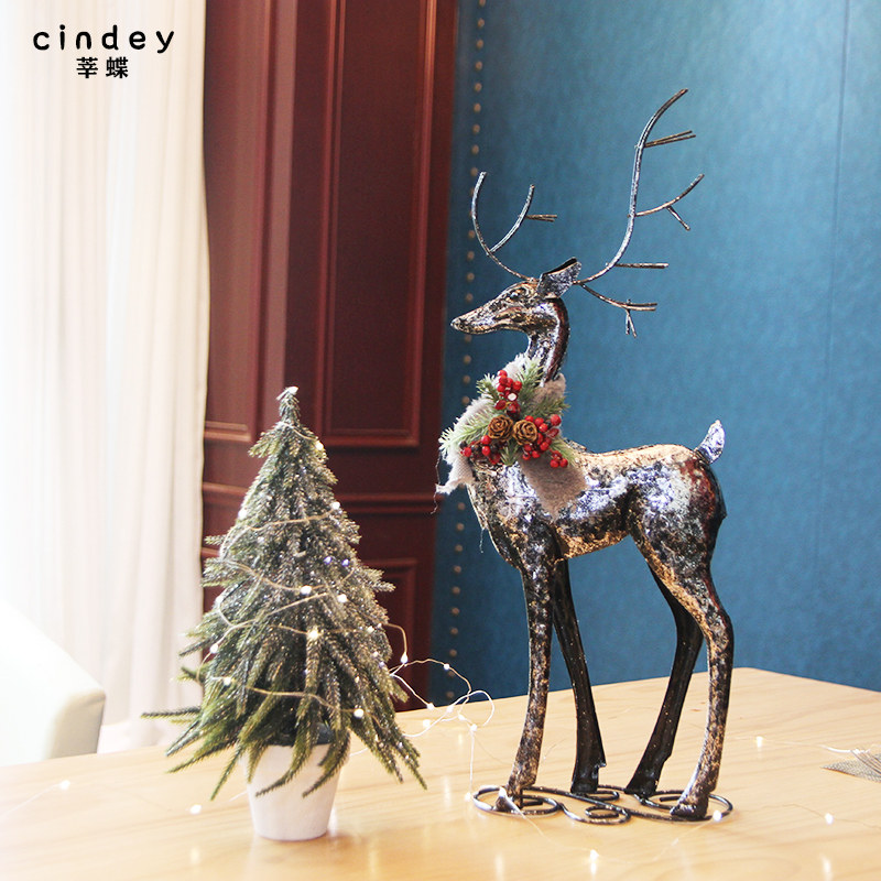 Butterfly Creative Hotel Homestay Wrought Iron Fawn Christmas Deer Ornaments ins Nordic Room Entrance Christmas Decorations