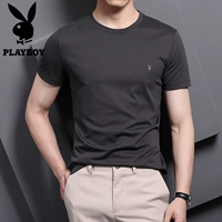 Áo thun nam tay ngắn Playboy xu hướng đẹp trai màu rắn nam mùa hè mỏng phần nam tròn cổ tròn Tencel nửa tay áo nam - Áo phông ngắn áo thun nam polo