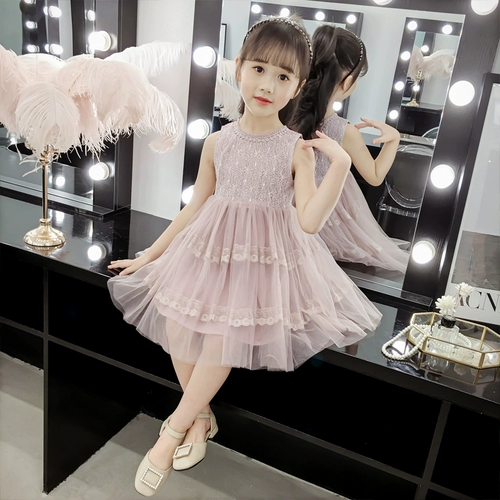 Летнее платье, кружевная юбка, наряд маленькой принцессы, в западном стиле, 2020, детская одежда, подходит для подростков