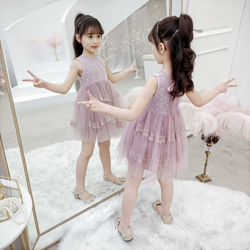 Летнее платье, кружевная юбка, наряд маленькой принцессы, в западном стиле, 2020, детская одежда, подходит для подростков