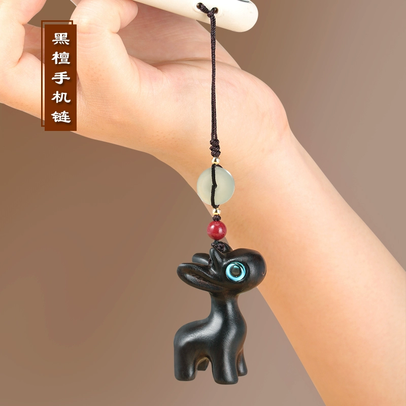 Chúc bạn có một hành trình an toàn, mặt dây chuyền móc khóa ô tô gỗ đàn hương hươu, mặt dây chuyền điện thoại di động dễ thương, tươi mới, mặt dây chuyền sáng tạo dành cho nam và nữ dầu thơm xe hơi 