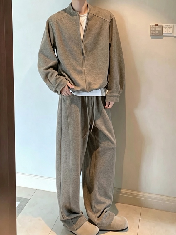 Hn26Aw/Thickened Fake Two-Piece Sweatshirt Set, Autumn Old Money Style Couple Half-Zip Sweatshirt and Sweatpants Two-Piece Set Hn26Aw/Thickened Fake Two-Piece Sweatshirt Set, Autumn Old Money Style Couple Half-Zip Sweatshirt and Sweatpants Two-Piece Set