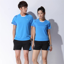 2021 summer new badminton suit suit mens and womens short-sleeved sportswear quick-drying large size table tennis suit custom printing