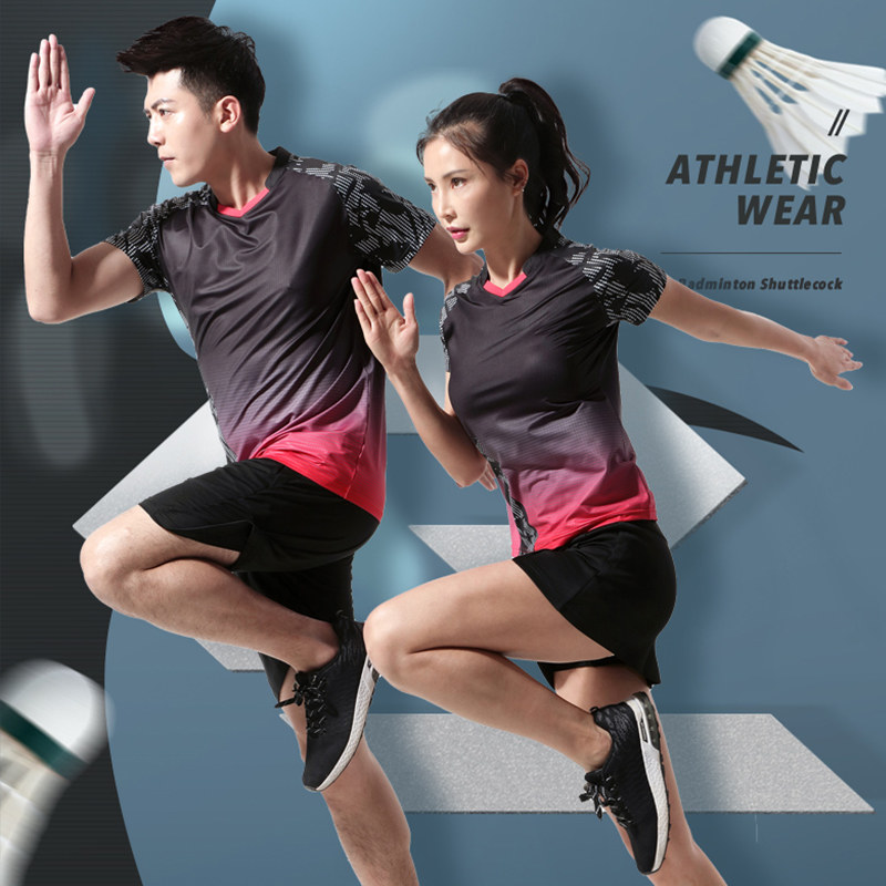 2021 summer new men and women's badminton suit sports suit short sleeve speed dry tennis uniform professional competition uniforms customised