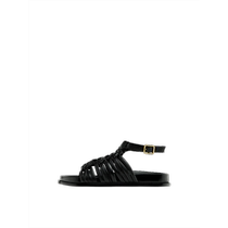 Discount Season Massimo Dutti Womens Shoes 2024 Summer New Black Braided Roman Flat Sandals 11718350800