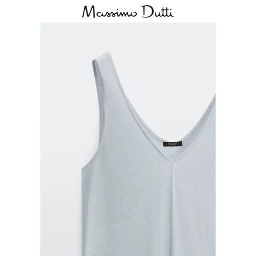 Massimo Dutti, летняя футболка без рукавов, цветная майка, V-образный вырез
