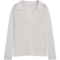 Spring and summer new product MassimoDutti2024 womens simple commuter style off-white cleanfit Polo collar sweater collar sweater 05693648251