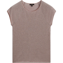 Summer new MassimoDutti2024 womens American casual purple slim version shiny metal edge round neck raglan sleeve T-shirt 06849932612