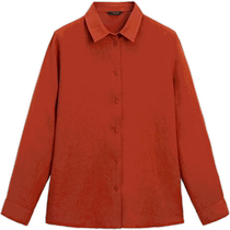 Spring and summer new products MassimoDutti2024 womens dress French style retro red temperament commuter wind comfort pure linen long sleeve shirt 05125681614