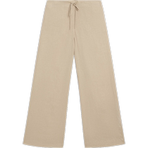 Early autumn new style MassimoDutti2024 womens casual style simple off-white thin pure linen drawstring waist straight trousers 05063582710