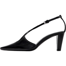 Massimo Dutti womens shoes 2024 autumn and winter new style black retro cross strap high heels 11400450800