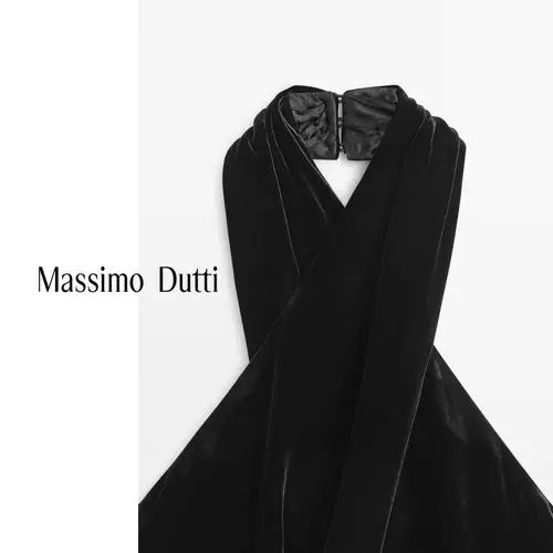 Новинка осени и зимы MassimoDutti2025, женский французский минималистичный топ без рукавов из высококачественного бархата с бретельками на шее 06085755800