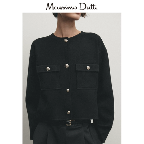 Massimo Dutti, трикотажный свитер, в стиле Шанель, круглый воротник