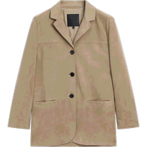 Spring Summer New Products MassimoDutti2024 Womens Clothing Temperament Commute Brown Advanced Texture Genuine Leather Suede Leather Coat Suit Jacket 04730780806