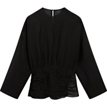 Discount Season MassimoDutti Womens Clothing 2024 Summer New Style Casual Lazy Style Relaxed Black Thin Sheer Shirt 05180555800