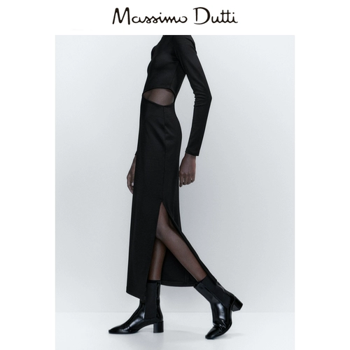 Massimo Dutti, демисезонное дизайнерское длинное платье, облегающий крой, тренд сезона
