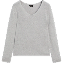 Spring and summer new product MassimoDutti2024 womens gray gray basic base layer with pure cotton V-neck sweater sweater 05684665812