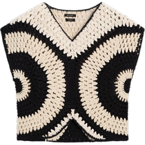 Summer new Massimo Dutti 2024 womens clothing romantic seaside vacation art style crochet V-neck flying sleeve T-shirt top 05723556712