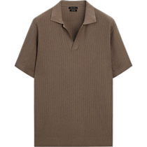 Autumn new MassimoDutti mens 2024 new simple urban commuting style skin-friendly pure cotton knitted short-sleeved POLO shirt 00918350706