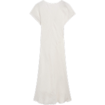 Summer new MassimoDutti2024 womens clothing cold white noise wind refreshing pure linen round neck backless short-sleeved dress 06620620720