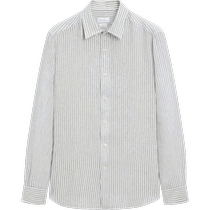 Double 11 Special Massimo Dutti Mens 2024 New Casual Urban Commuting Style Striped Pure Linen Long-Sleeved Shirt 00189369527
