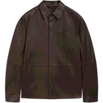 New Product Special Massimo Dutti Mens 2024 New Casual Retro Brown Leather Jacket Shirt Jacket 03300260716