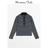 Massimo Dutti, демисезонный хлопковый лонгслив, свитер, 2023, в стиле Шанель, высокий воротник