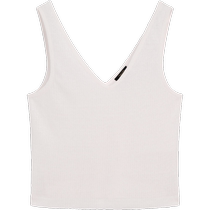Summer new MassimoDutti2024 womens clothing cold white noise wind cool white light and thin pure linen V-neck suspender sleeveless T-shirt 06226947251